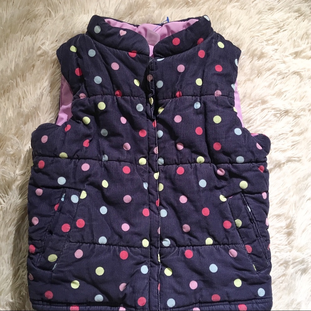 Carter’s blue corduroy girl’s polka dot warm vest